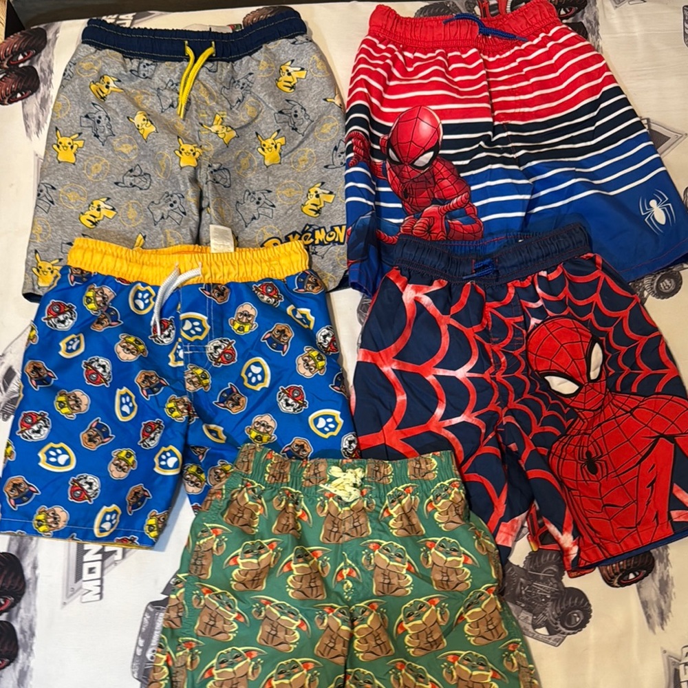 Kids Cartoon Character Swim Shorts Set